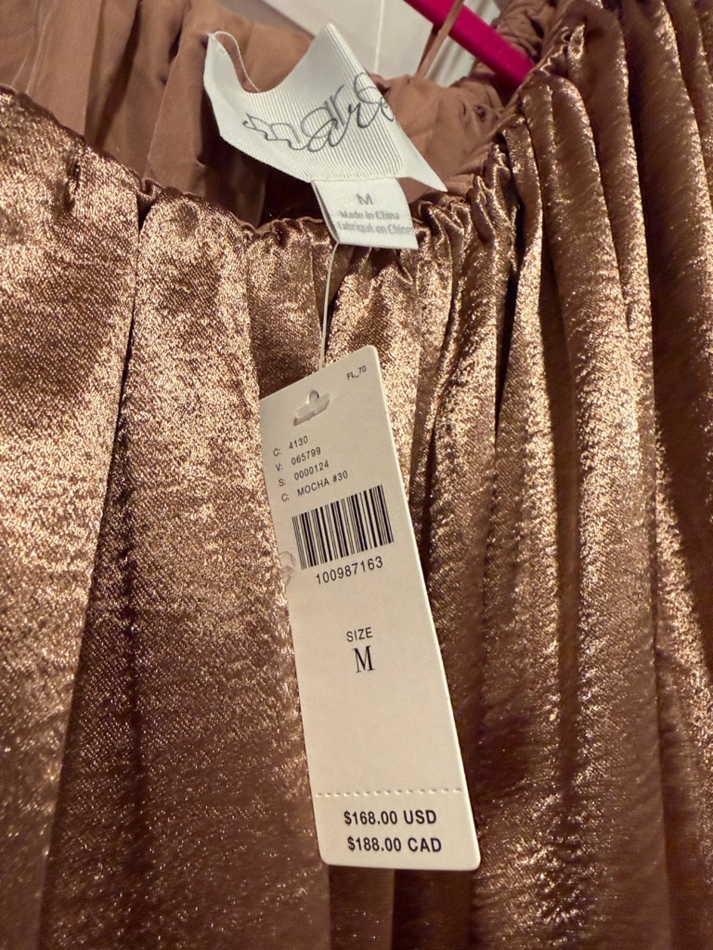 Mare mare at Anthropologie mocha shimmer off the shoulder puff sleeve dress med - Picture 10 of 10